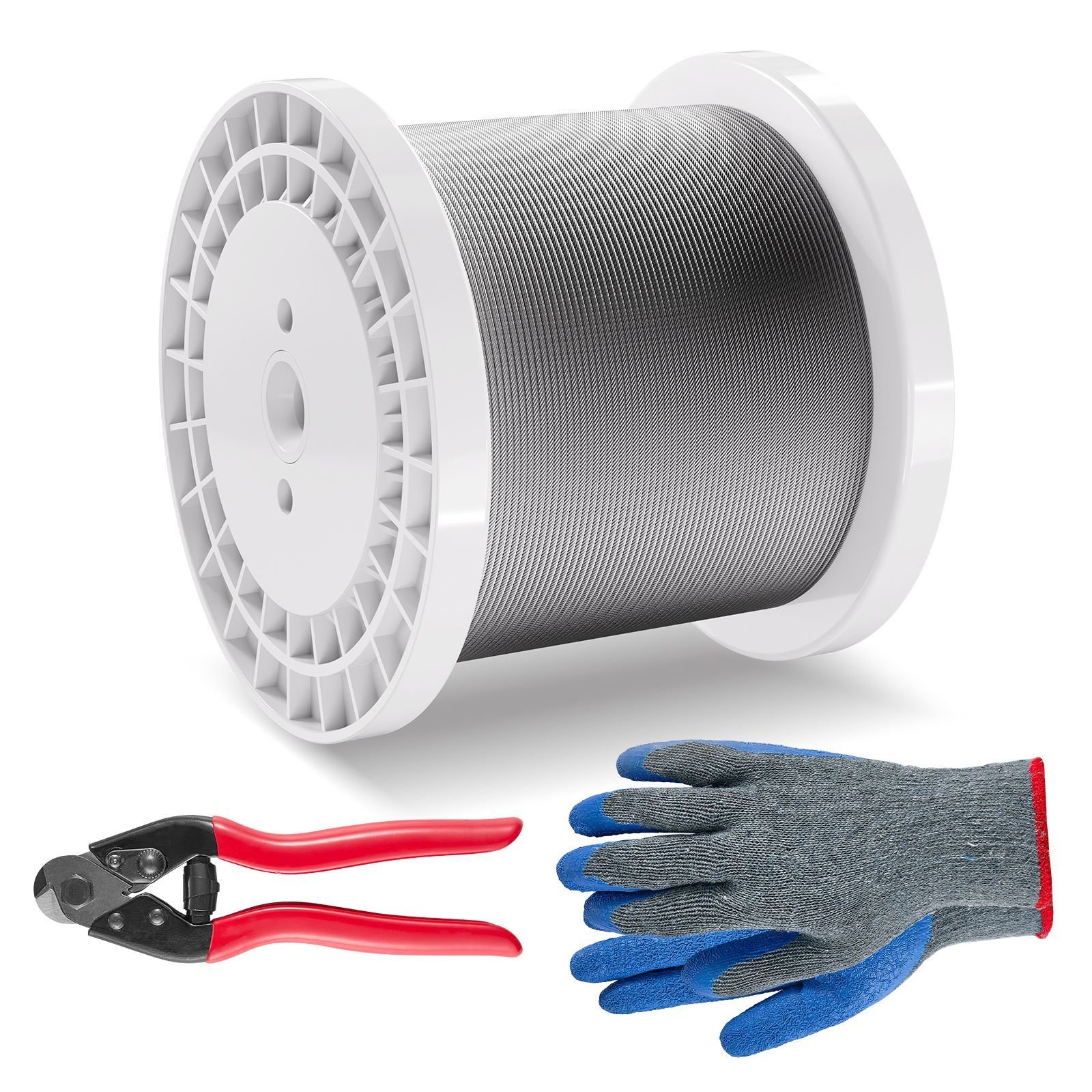 wire rope kit 18 1000 ft 316 stainless steel cable with cutter and gloves 1600 lbs breaking strength 7x7 strands construction marine aircraft grade for handrail stair decking fence outdoors.jpg