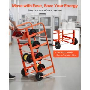 wire spool rack, 11 rods, multi spool wire rack dispenser, cable caddy with wheels, cable holder with storage tray for wiring storage, for electrical, industrial & retail use, working efficiency