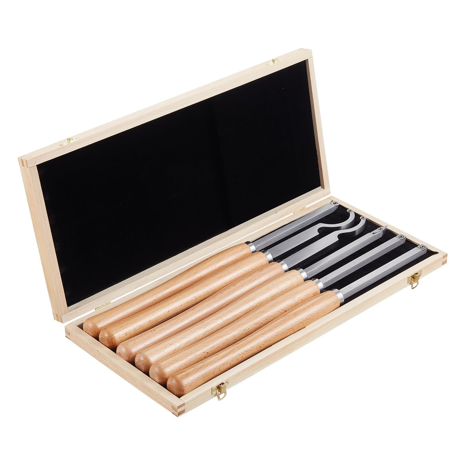 wood lathe turning tool set 6pcs lathe roughing finishing detailing hollow tool with wooden handle diamond round square carbide inserts wooden box for beginners hobbyists professionals.jpg