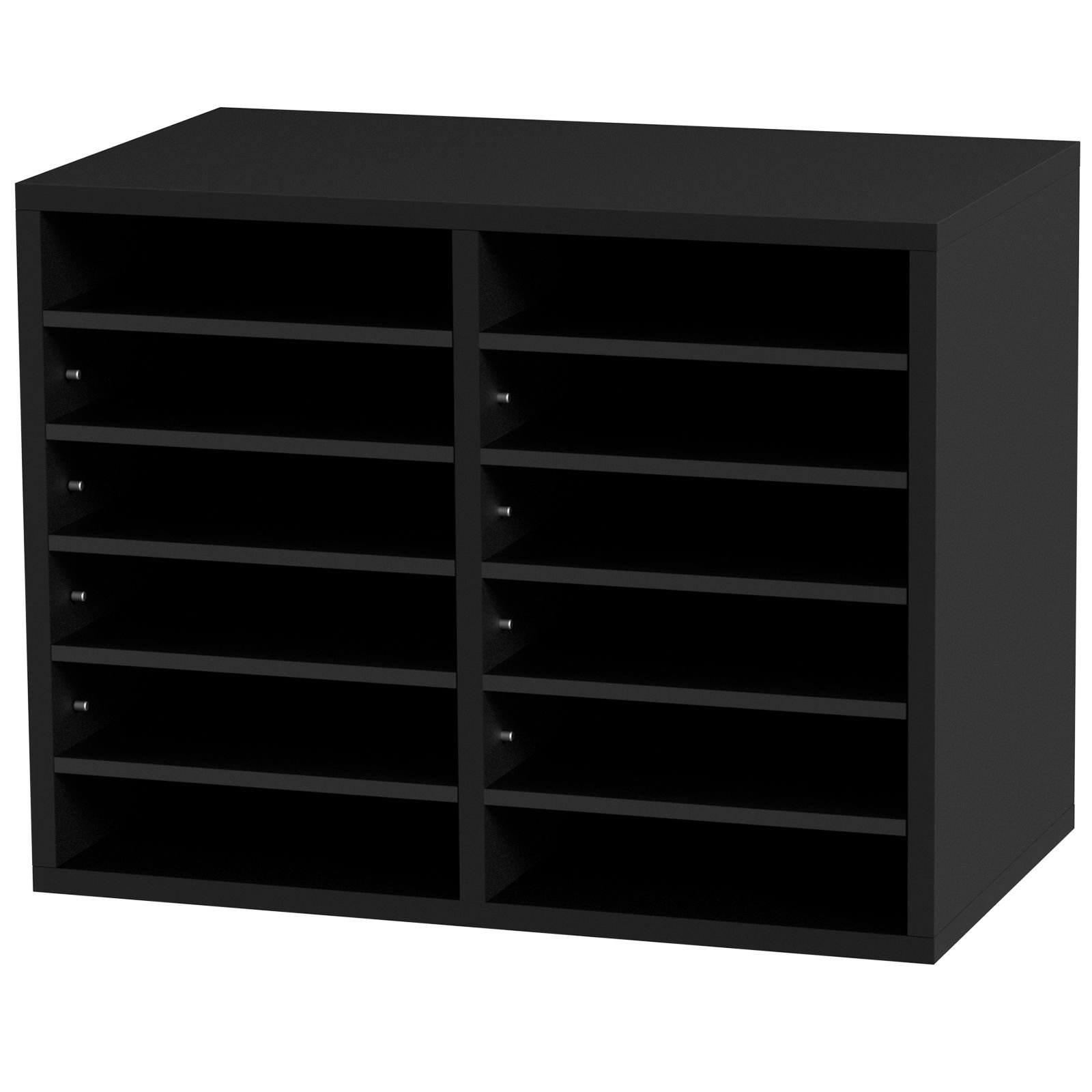 wood literature organizer 12 compartments file sorter with removable shelves mailboxes slot for office home classroom mailrooms organization epa certified black.jpg