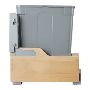wood pullout trash can for kitchen cabinets 35 qt garbage waste recycling bin under mount waste container with heavy duty metal soft close sliding system door kit for sink under counter 24.jpg