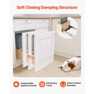 wood pullout trash can for kitchen cabinets 35 qt garbage waste recycling bin under mount waste container with heavy duty metal soft close sliding system door kit for sink under counter 29.jpg