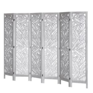 Wood Room Divider, 6 Panel Wood Folding Privacy Screen, 66.9 Inches Tall Indoor Carved Partition Divider, Portable Decoration Screen, for Room Separation, Home, Office, Restaurant & Bedroom