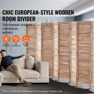 wood room divider 8 panel wood folding privacy screen 669 inches tall indoor louvered partition divider portable decoration screen for room separation home office restaurant bedroom 1.jpg