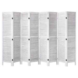 Wood Room Divider, 8 Panel Wood Folding Privacy Screen, 66.9 Inches Tall Indoor Louvered Wooden Partition, Portable Decoration Screen, for Room Separation, Home, Office, Restaurant & Bedroom