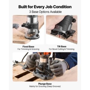 wood router 1 hp 710w variable speed palm router tool with 14 in collet compact edge wood trimmer with fixed plunge tilt base soft start for woodworking trimming diy projects corded 4.jpg