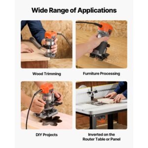 wood router 1 hp 710w variable speed palm router tool with 14 in collet compact edge wood trimmer with fixed plunge tilt base soft start for woodworking trimming diy projects corded 5.jpg