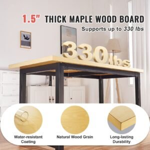 wood table top holds up to 330 lb 295 x 236 x 15 rectangular countertop for height adjustable electric standing desk frame universal solid one piece maple desktop for office home desk 1.jpg
