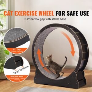 wooden cat exercise wheel 433 large cat treadmill wheel for indoor cats cat running wheel with detachable carpet cat teaser for runningwalkingtraining suitable for most cats black.jpg