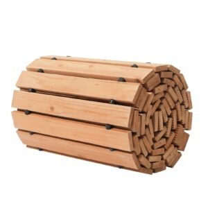 Wooden Garden Pathway, 12 ft L x 17 in W, Non-Slip Straight Garden Walkway, Roll Out Cedar Outdoor Walkway Path with Wire Rope Connection, Decorative Garden Paver for Backyard Wedding Party