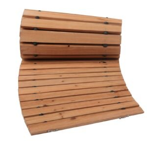 Wooden Garden Pathway, 8 ft x 17 in, Non-Slip Curved Garden Walkway, Roll Out Cedar Outdoor Walkway Path with Wire Rope Connection, Decorative Lawn Paver for Backyard Boardwalk Wedding Party