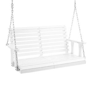 wooden porch swing 4 ft patio bench swing for courtyard garden upgraded 880 lbs strong load capacity heavy duty swing chair bench with hanging chains for outdoors white 4.jpg