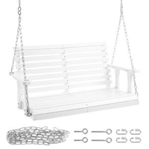 wooden porch swing 4 ft patio bench swing for courtyard garden upgraded 880 lbs strong load capacity heavy duty swing chair bench with hanging chains for outdoors white 5.jpg