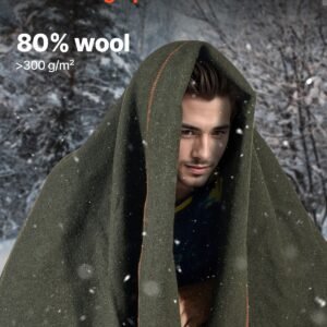 wool camping blanket large warm stadium blanket waterproof windproof flame retardant great for outdoors picnics hiking sports events travel 64 x 88 80 wool army green 1.jpg