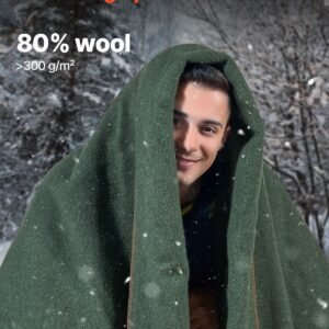 wool camping blanket, large warm stadium blanket, waterproof & windproof, flame retardant, great for outdoors, picnics, hiking, sports events, travel, 64" x 88" (80% wool), texture multicolor
