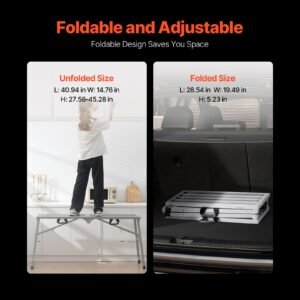 work platform 4 gear adjustable height folding alloy steel step ladder portable scaffolding platform 800 lb load capacity non slip rubber feet drywall painting stool cleaning washing 1.jpg