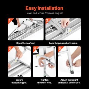 work platform 4 gear adjustable height folding alloy steel step ladder portable scaffolding platform 800 lb load capacity non slip rubber feet drywall painting stool cleaning washing 18.jpg