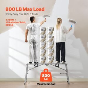 work platform 4 gear adjustable height folding alloy steel step ladder portable scaffolding platform 800 lb load capacity non slip rubber feet drywall painting stool cleaning washing 2.jpg