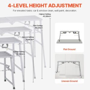 work platform 4 gear adjustable height folding alloy steel step ladder portable scaffolding platform 800 lb load capacity non slip rubber feet drywall painting stool cleaning washing 3.jpg