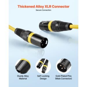 xlr cable 6.5 ft, 10 pack, shielded balanced dmx male to female microphone cables, gold plated 3 pin xlr mic speaker cord wire, for stage lighting, microphones, amplifier, mixer, speaker systems