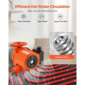 0011 bf4 j cast iron circulator pump, 33 gpm, ac 120v 33 ft hot water recirculating circulation pump, 1 1/4 in flange connection, 3 speed adjustment, quiet operation, for home heating system