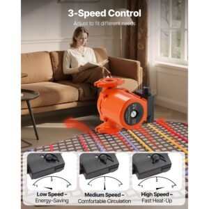 0011 bf4 j cast iron circulator pump, 33 gpm, ac 120v 33 ft hot water recirculating circulation pump, 1 1/4 in flange connection, 3 speed adjustment, quiet operation, for home heating system