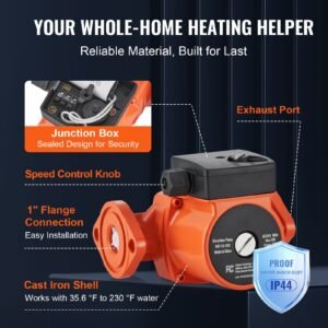 007 f5 7ifc hot water recirculating pump, 110v, 70w 23 gpm hot water circulation pump, 1" npt flange 3 speed circulator pump, quiet operation circulator pump for home water heater system