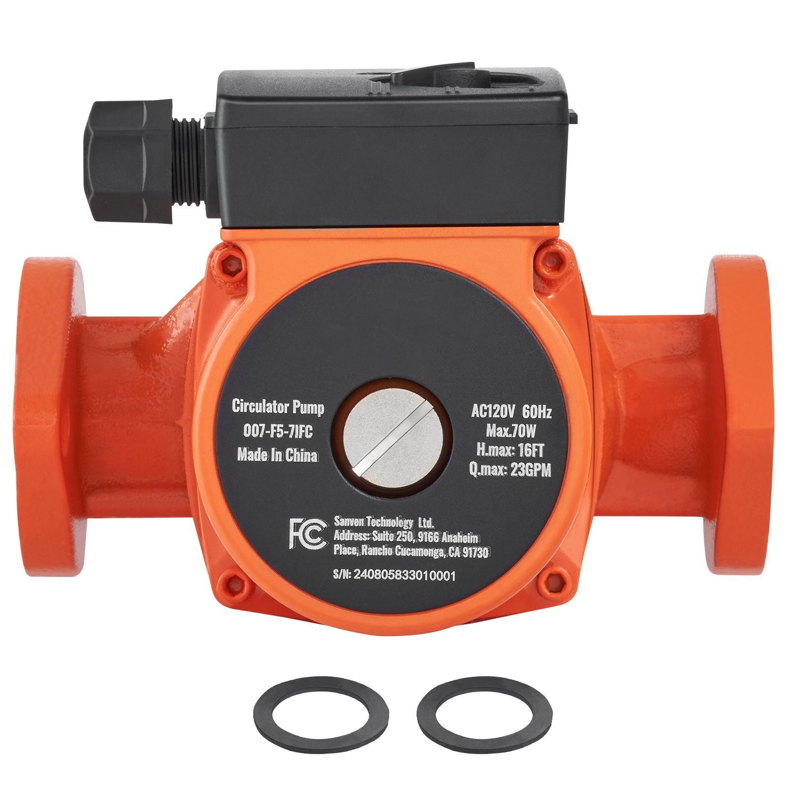 007 f5 7ifc hot water recirculating pump, 110v, 70w 23 gpm hot water circulation pump, 1" npt flange 3 speed circulator pump, quiet operation circulator pump for home water heater system