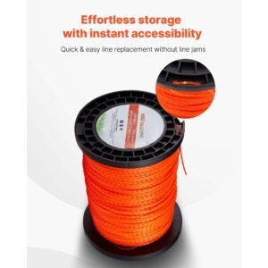 0.095 in 1280 ft string trimmer line, orange heavy duty weed eater string, premium nylon universal replacement trimmer line spool with twisted design, suitable for professional & homeowner use