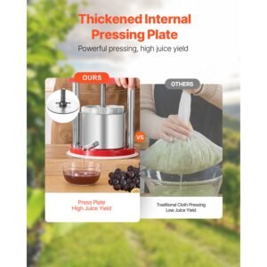 0.44 gal/1.65l fruit wine press, 2 stainless steel barrels, manual juice maker, cider apple grape tincture honey olive oil making press with t handle for outdoor kitchen home