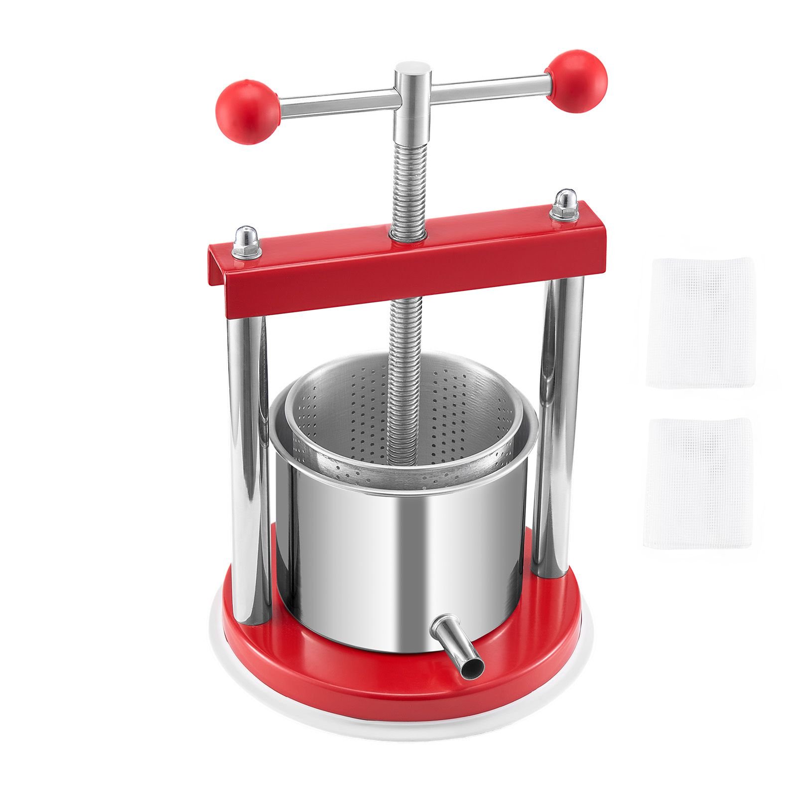 0.44 gal/1.65l fruit wine press, 2 stainless steel barrels, manual juice maker, cider apple grape tincture honey olive oil making press with t handle for outdoor kitchen home