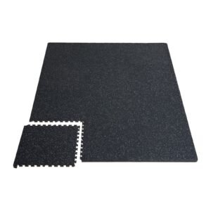 0.56 Inch Thick Gym Floor Mats, 12 Tiles Rubber Top with EVA Foam, 25" x 25" Gym Flooring Workout Mats with 48 sq.ft Coverage, Interlocking Puzzle Gym Mats for Gym, Home, Garage, Black & White