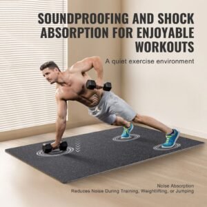 0.56 inch thick gym floor mats, 25 tiles rubber top with eva foam, 25" x 25" gym flooring workout mats with 100sq.ft coverage, interlocking puzzle gym mats for gym, home, garage, black & white