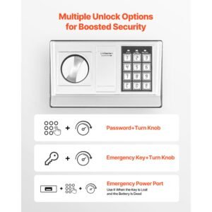 0.6 cubic feet drop safe, drop slot safe box with password and turn knob, heavy duty compact cash depository box with a front lock slot for cash, bank slips, jewelry, documents, bills, black