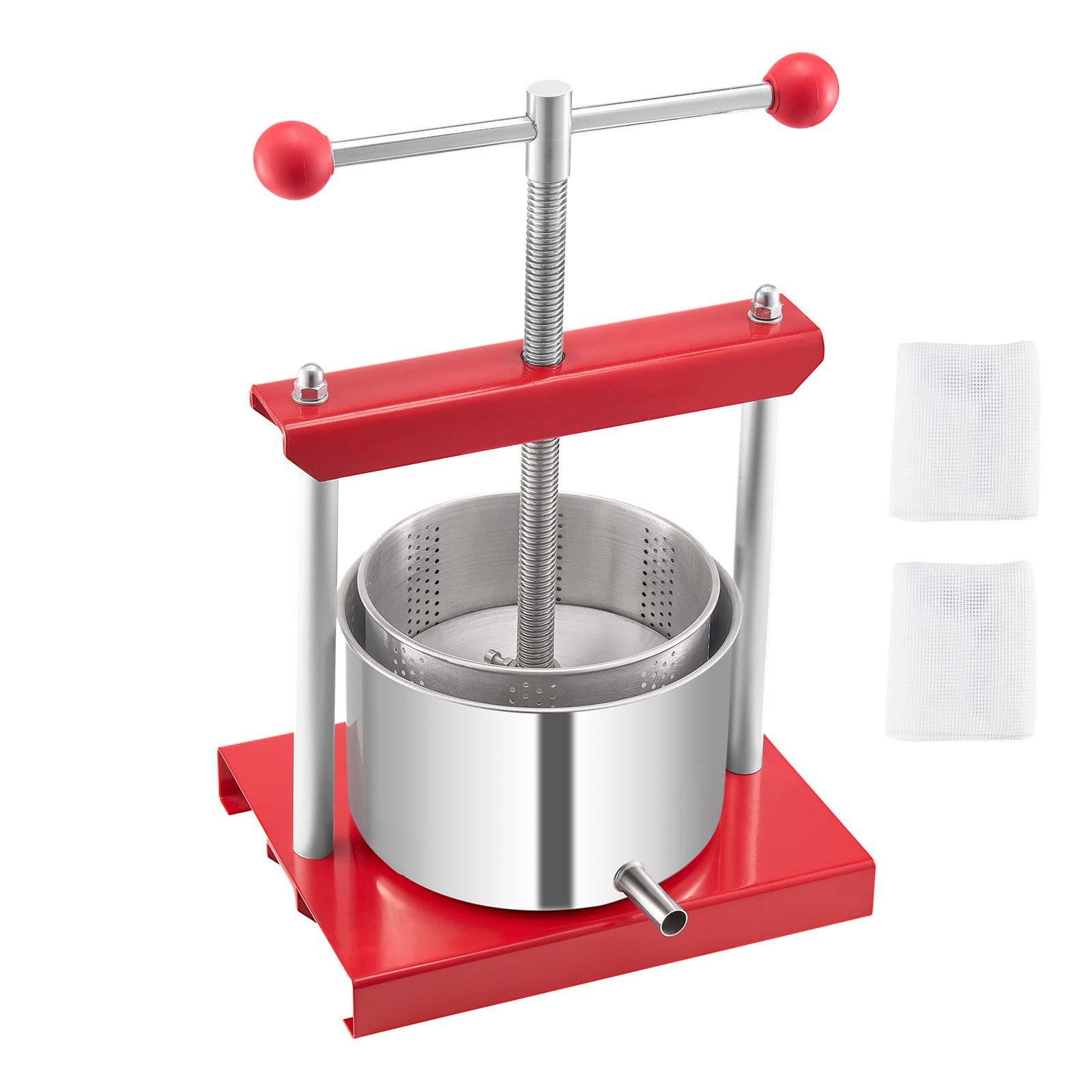 0.8 gal/3l fruit wine press, 2 stainless steel barrels, manual juice maker, cider apple grape tincture honey olive oil making press with t handle for outdoor kitchen home