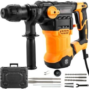 1-1/4 Inch SDS-Plus Rotary Hammer Drill, 13 Amp Corded Drills, Heavy Duty Chipping Hammers with Vibration Control & Safety Clutch, Electric Demolition Hammers Variable Speed, Power Tool For Conc
