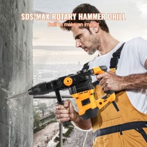 1 9/16 inch sds max rotary hammer drill, 13amp corded drills, heavy duty chipping hammers with vibration control & safety clutch, electric demolition hammers variable speed, power tool for concr