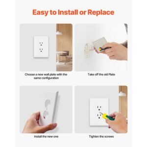 1 gang duplex outlet covers, 10 pack standard size wall outlet cover, unbreakable and impact resistant polycarbonate thermoplastic, dual receptacle faceplate, for electrical outlets, white
