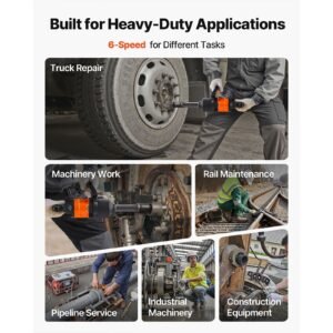 1 inch air impact wrench, up to 1800 ft lbs nut busting torque, 18.7 lbs lightweight pneumatic impact gun with 6" extended anvil for heavy duty repairs and maintenance