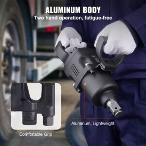 1 inch air impact wrench, up to 2730 ft lbs reverse torque output 1" pneumatic impact gun lightweight w/ 2 handles for heavy duty repairs and maintenance