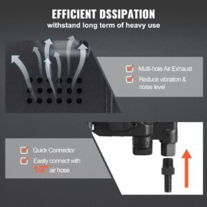 1 inch air impact wrench, up to 2730 ft lbs reverse torque output 1" pneumatic impact gun lightweight w/ 2 handles for heavy duty repairs and maintenance