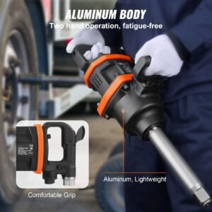 1 inch air impact wrench, up to 3160 ft lbs high reverse torque output 1" pneumatic impact gun w/ 8 inch extended anvil & carrying case for heavy duty repairs and maintenance