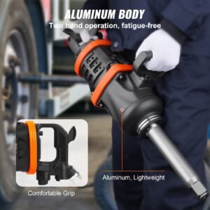 1 inch air impact wrench, up to 5175 ft lbs beast reverse torque output pneumatic impact gun w/ 8 inch extended anvil for repairs and maintenance of heavy duty machinery / semi truck / bus