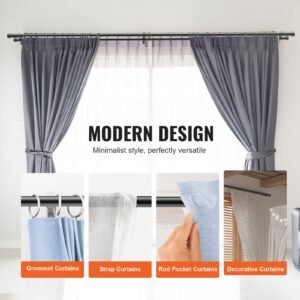 1 inch double curtain rods 36 to 72 inches(3 6ft), drapery rods for windows 24 to 68 inches, telescoping dual curtain rod with round finials, black