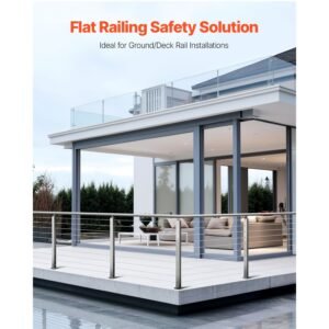 1 pack cable railing post, 36x2x2 in horizontal hole deck railing post with pre drilled holes, stainless steel cable rail post with horizontal and curved bracket, silver, 1jzlgzxys91466kzk001v0