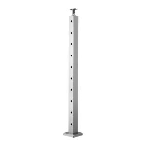 1 pack cable railing post, 36x2x2 in horizontal hole deck railing post with pre drilled holes, stainless steel cable rail post with horizontal and curved bracket, silver, 1jzlgzxys91466kzk001v0