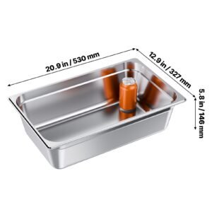 1 pack stainless steam hotel pan, full size table steam pan, 6 inch deep anti jam restaurant supplies reusable rustproof catering storage for home, party, restaurant, hotel, buffet
