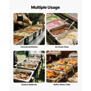 1 pack stainless steam hotel pan, full size table steam pan, 6 inch deep anti jam restaurant supplies reusable rustproof catering storage for home, party, restaurant, hotel, buffet