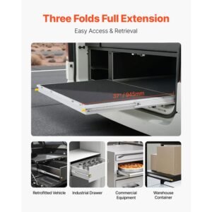 1 pair full extension drawer slides 18 20 22 28 30 32 36 38 40 44 48 52 56 60 in, 500 lbs load capacity locking drawer slides, ball bearing with lock side mount drawer slide rail