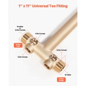 1" x 11" well pressure tank tee kit, with 30/50psi switch, 8 pieces pure brass pressure tank installation kit for water well, 1 in gate valve included, fit most tanks with diameter up to 16 in